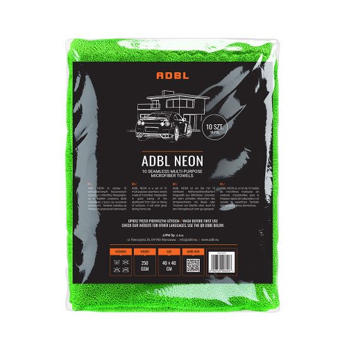 Set Lavete Microfibra Uz General ADBL Neon, 250 GSM, 40 x 40cm, 10 buc