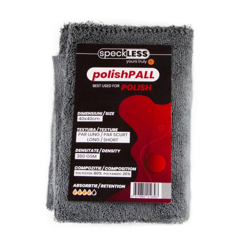 Laveta Microfibra Profesionala speckLESS polishPALL, Gri, 380 GSM, 40x40cm