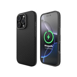 Husa Iphone 16 Pro Max Clip-On MagSafe Vetter Aramid Fiber Hybrid Kevlar Slim, Negru